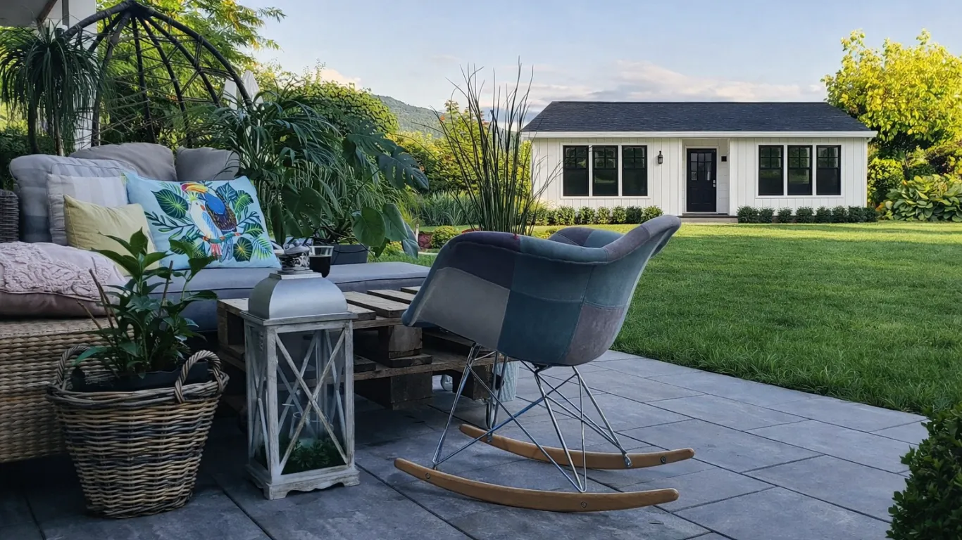 Detached accessory dwelling unit built in a Dallas backyard next to a modern residential home