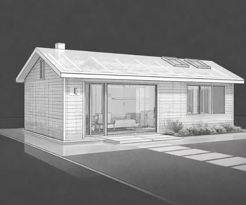 Modern backyard ADU architectural 3D model showing accessory dwelling unit design in Dallas Texas