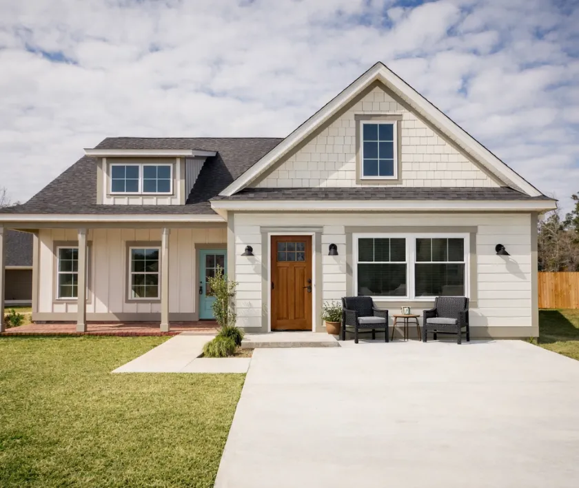 Modern garage conversion ADU with glass doors and upgraded residential exterior in Dallas Texas
